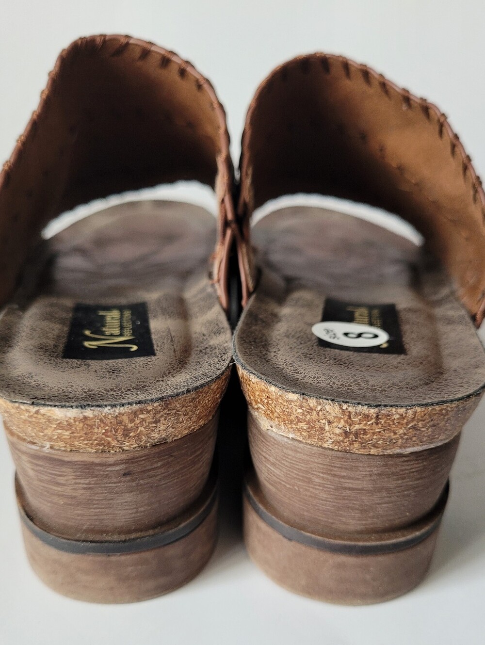 Natural Reflections Lisle Comfort Slip-On Wedge Sandals in Brown/Cognac US 8 - Picture 14 of 16